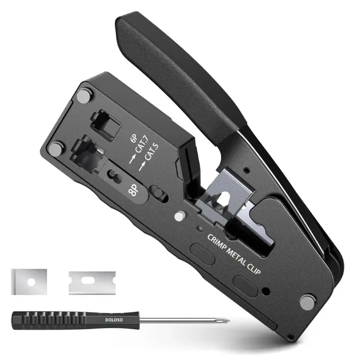 Herramienta De Crimpado RJ45 AMPCOM Para Conectores Pasar a Través RJ11 RJ45 CAT7 Con Cortador De Alambre Y Crimpador De Enlaces Modulares CAT6 CAT5E - 1
