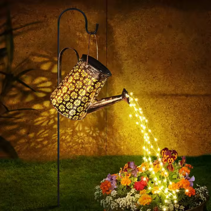 Lámparas Regadera solar con luces, decoración solar para jardín al aire libre, impermeable, linterna colgante grande, luces de paisaje, decoraciones exteriores para despejar el patio, porche, camino, jardinería, regalo, 1 paquete - 1