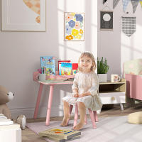 AIYAPLAY Mesa y Silla Infantiles de 2 Piezas Mesa Infantil con Silla y Estante para Libros Escritorio para Niños de +3 Años para Sala de Juegos - details 1