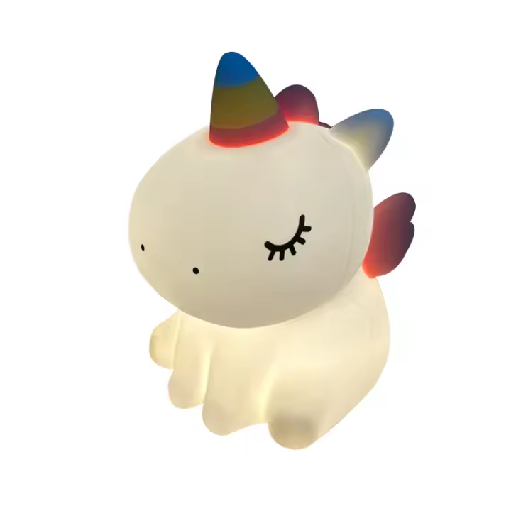 Niños unicornio luz de la noche, lindo silicona bebé habitación noche luz dimmable LED suave unicornio lámpara recargable noche lámpara táctil - 1