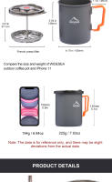 Widesea Tetera De Camping Con Presa Francesa Taza De Camping Para Senderismo Y Trekking Material De Aluminio Plegable - details 1