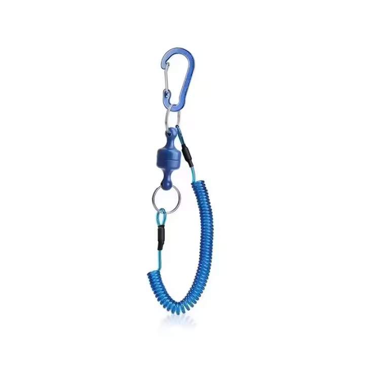 Porta Redes De Pesca Con Clip De Liberación Rápida Magnético Fuerte Y Lanyard De Acero Inoxidable Con Carabina De Aluminio Anticaída Para Exteriores - 1