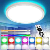 Lámpara De Techo LED 24W RGBW Para Sala De Estar Control Remoto Inteligente Dimmer Sin Pasos 3000-6500k Panel Retroiluminado Luz Interior Moderna - details 1