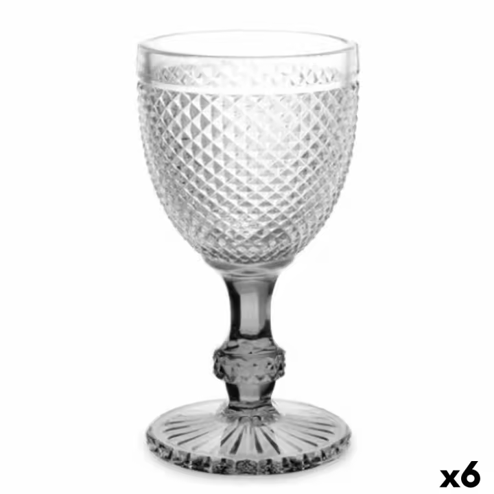 Copa de vino Vivalto PR16809B/BHA6 SMOKE Transparente Antracita Vidrio 330 ml Diamante (6 Unidades) - 1