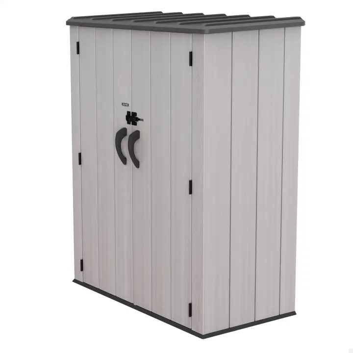 Lifetime - Armario exterior vertical Rough Cut™ 1.350 L, de polietileno HDPE texturizado, con suelo, doble puerta con cierre para candado (n/i), estructura reforzada, estantes interiores ajustables, resistente a la intemperie, ideal para almacenamiento - 1