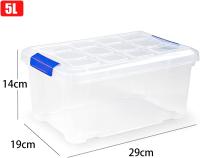 5L- Cajas de almacenaje de plástico transparente con tapa y cierres a presión, perfecta para organizar armarios, garajes, almacenamiento en el hogar o el trabajo -29*19*14cm - details 3