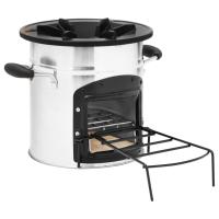 vidaXL Cocina leña camping acero inoxidable plateado 45,5x33x25,5 cm - details 1