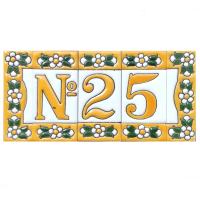 Letras y números de cerámica 7.5cm. (3") para la pared - Letras y números esmaltados - Modelo "AMARILLO-ARTE" - Ceramic tile letters/numbers - - details 1