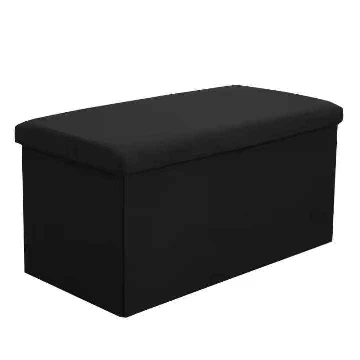 Puff Taburete Plegable, Banco Asiento Plegable Almacenamiento, Lino, 76x38x38cm - 1