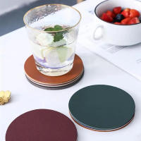 Falso Cuero Taza Redonda Impermeable Y Resistente Al Calor Tapete De Insulación Para Vajilla Decoración De Hogar Estilo Americano - details 5