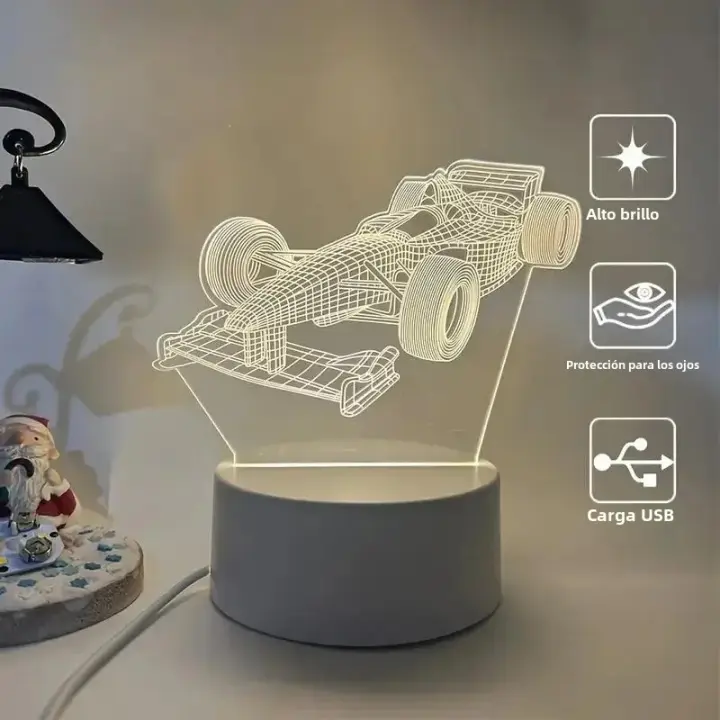 Lámpara De Noche 3D De Dinosaurio Con Ilusión Óptica Y Toque Cambio De Color Ambiental 7 Colores Para Dormitorio - 1