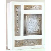 Cuadroexpres - Caja-Armario para Llaves, para Colgar en La Pared, 26x31x6 cm, Pintado a Mano, Abstracto en marrón y oro, con Relieve, 100% Original, Tornillos y Tacos incluidos, Con 9 Ganchos + 6 incluidos para colocar. - details 0