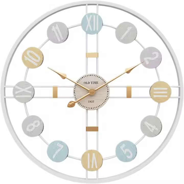 50cm XL Reloj de pared silencioso de metal simple y elegante Reloj de pared forjado N-Blanco - 1