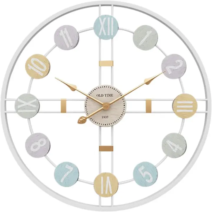 50cm XL Reloj de pared silencioso de metal simple y elegante Reloj de pared forjado N-Blanco - 1