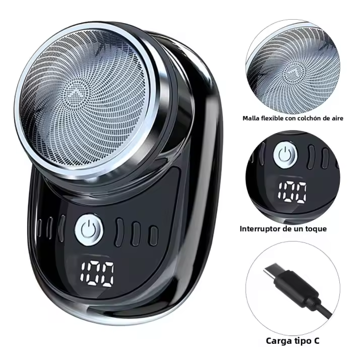 Afeitadora Eléctrica Portátil Para Viajes Mini Para Hombres Tamaño De Bolsillo Recargable Por USB Afeitadora Sin Cable Dolorosa Para Barba Y Rostro Con Dispositivo De Afeitar Y Cortador - 1