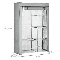 HOMCOM Armario de Tela Plegable Armario de Ropa Organizador Ropero Portátil con 6 Estantes y 1 Barra para Colgar para Dormitorio Vestidor 103x43x162,5 cm - details 2