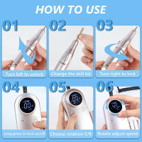 Taladro De Uñas Recargable 45000RPM Máquina De Manicura Profesional Con Pantalla LCD Portátil Taladro Sin Cable Set De Arte De Uñas - details 8