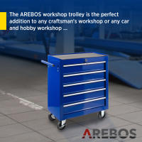 AREBOS Carro de Herramientas - Carro de Taller - 5 Cajones - 2 Ruedas Fijas y 2 Pivotantes con Freno - details 7