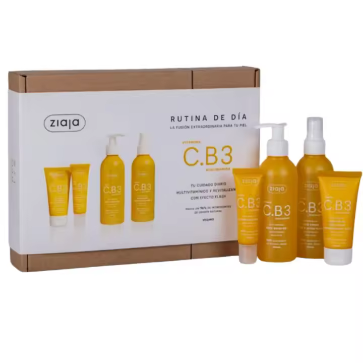 Ziaja Set Vitamina C B3 – Pack de 4 Piezas con Vitamina C, Niacinamida y Péptidos para una Rutina Facial Completa. Revitaliza, Protege y Nutre la Piel con hasta un 96% de Ingredientes Naturales. Fórmula Vegana para una Piel Radiante y Saludable - 1