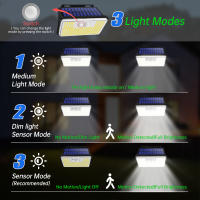 2 Packs De Luces Solares Con Sensor De Movimiento IP65 Impermeables 197 LEDs Para Exteriores 3 Modos Luz Solar Para Pasos Jardín Valla - details 3