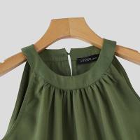 Vestido Sin Mangas De Cuello Halter ZANZEA Para Mujer Estilo Coreano Con Volantes Y Patchwork Vestido De Playa Suelto De Verano Vestido Midi Natural - details 7