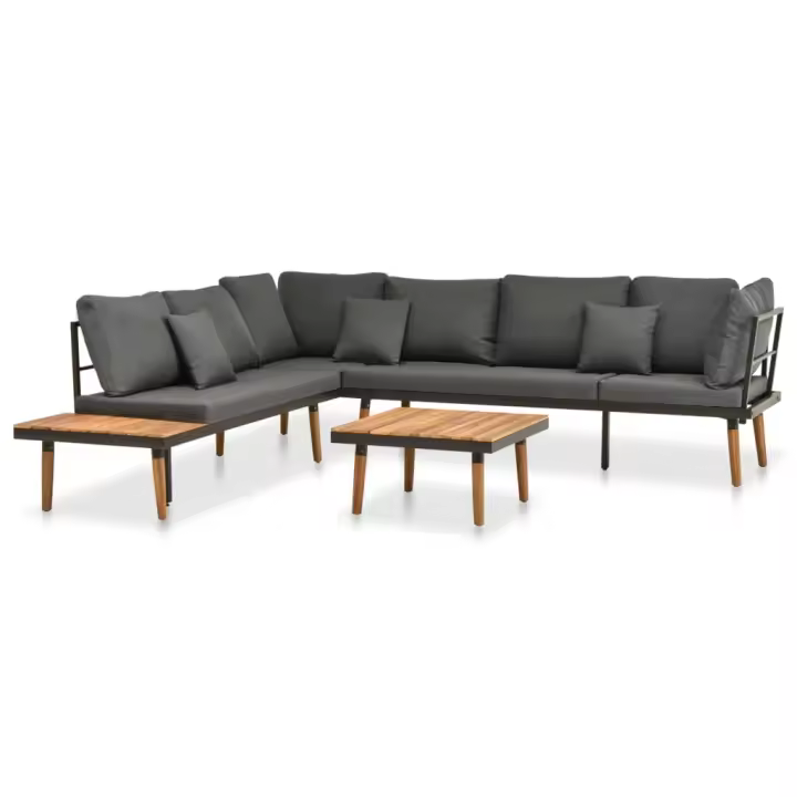 vidaXL Muebles de jardín 4 piezas con cojines madera maciza acacia - 1