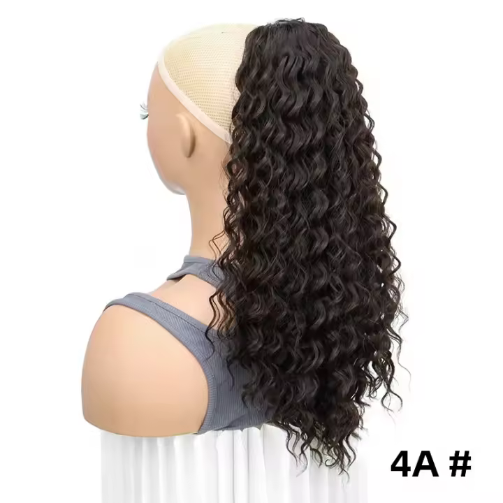 Ponytail Africano Largo Sintético 18 Pulgadas Con Cuerda Curly Fluffy Peluca Extensión De Cabello Falsa Para Mujeres - 1