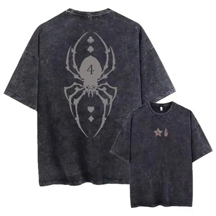Camiseta Hip Hop Retro Lavada Streetwear Anime Hunter X Hunter Impresión 100% Algodón Unisex Camiseta Masculina Tops Tees Y2K - 1
