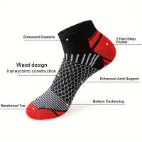 6 Pares De Calcetines Deportivos Para Hombre De Calidad Superior Calcetines De Tobillo Para Correr Y Ciclismo Diseño De Ceniza Y Comodidad Adecuados Para Regalo - details 3