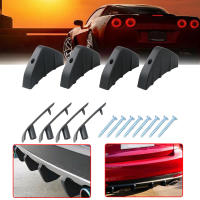 Set De 4 PiezasSpoiler De Coche En Forma De Tiburón Negro Universal Ajuste Bumper Inferior Difusor Anti-colisión Con 8 Piezas De Tornillos Para Coches - details 4