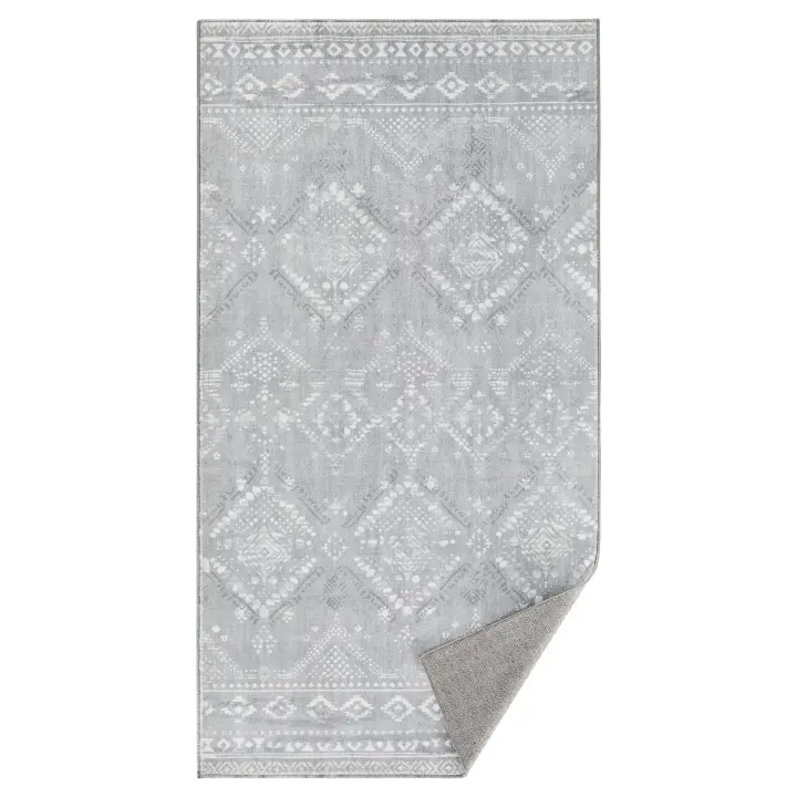 SONGMICS HOME Alfombra, 80 x 150 cm, Alfombra Antideslizante, Decoración del Hogar, para Salón, Dormitorio, Lavable a Máquina, Estilo Moderno, Gris Paloma/Beige Capuchino - 1