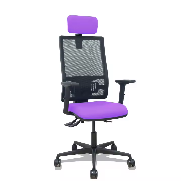 Silla Bormate asincro malla negra asiento bali lila brazos 2D ruedas 65mm cabecero regulable - 1