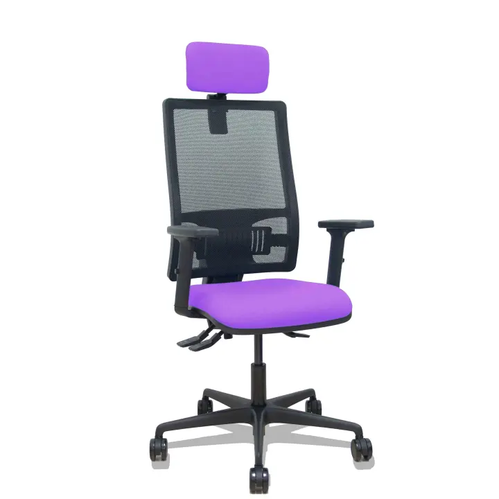 Silla Bormate asincro malla negra asiento bali lila brazos 2D ruedas 65mm cabecero regulable - 1