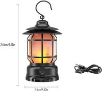 El interior de camping recargable, Lámpara decorativa de Mesa con forma de llama, Luz LED de 2 Modos with Gancho, Estilo Vintage regulable, portátil, impermeable, para uso en interiores. - details 3