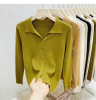AOSSVIAO Chaqueta De Punto Para Mujer Estilo Oficina Lady Cierre Único Abrigo De Otoño Invierno 2025 Suéter Tejido Corto De Color Sólido Ajustado - details 6