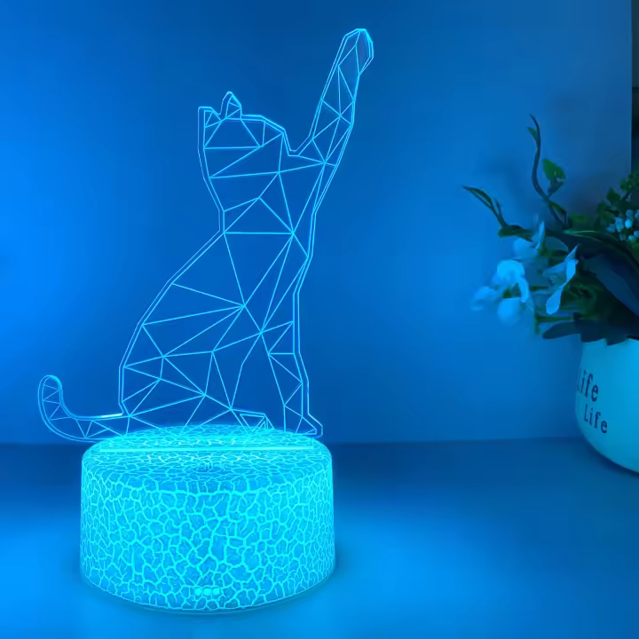 Luz De Noche 3D Del Gato Atrayente Con Interfaz USB Luz Decorativa De Ambiente Regalo De Fiestas Para Amigos Luz De Mesa - 1