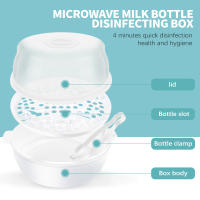 Esterilizador De Vapor Para Botellas De Bebé Con Soporte Y Caja De Almacenamiento BPA Free Microwavio Temporizador De Tiempo De Esterilización - details 1