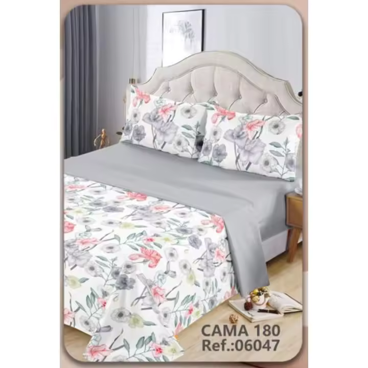 Juego de sábanas 4 piezas cama 135cm/150cm/180cm Color primavera - verano Estampado floral - 1