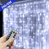 Cadena De Luces De Hilo De Cobre Con 600/300/200 LED Para Cortina USB Con Control Remoto Decoración Para Fiesta Boda Navidad 3*1-6*3M - details 15