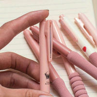 Set De 6 Bolígrafos De Gel Retráctiles 0.5mm Kawaii Suministros Escolares Estéticos Negros Material Plástico - details 2