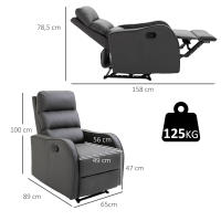 HOMCOM Sillón Relax con Reclinación Manual hasta 160°con Reposapiés Retráctil Esponja de Densidad Tapizado en PU 65x89x100cm - details 3