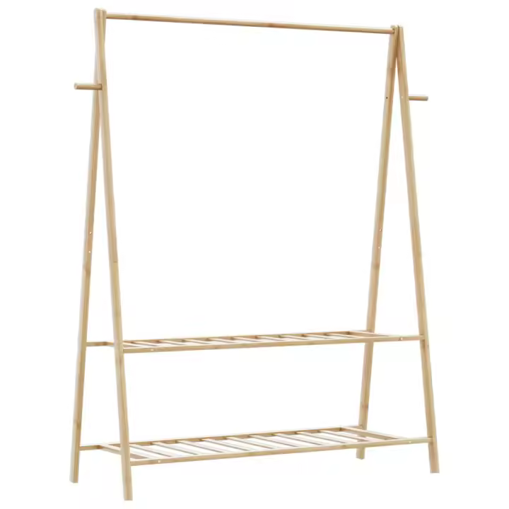 Perchero con estantes bambú 132x45,5x150,5 cm - 1