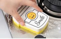 Esponja De Limpieza Con Caricatura De Rostro Sonriente Cepillo De Fregado Para Cocina Utensilio De Lavar Platos Pads De Fregado Para Ollas Juego De Limpieza Doméstica Microfibra - details 5