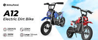 isinwheel A12 Moto Eléctrica para Niños, Motor 350W, Batería 36V 5.2AH, Neumáticos de 12 Pulgadas, Velocidad Máxima de 25 km/h, Autonomía de 22 km, 3 Modos de Velocidad, Doble Amortiguador, Freno de Manillar + Freno de Estacionamiento en la Rueda Trasera - details 0