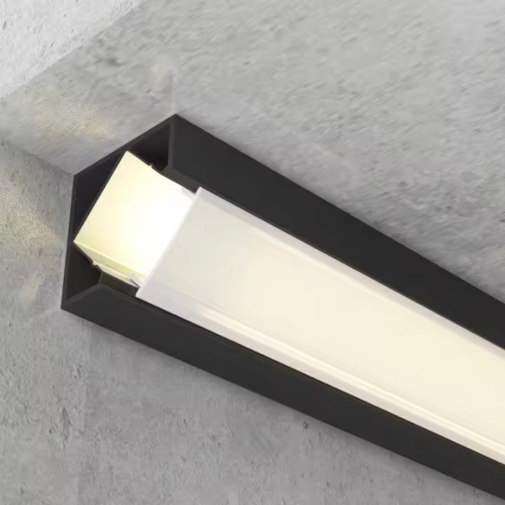 IluminaShop - Perfil de Aluminio Kopep II Lacado Negro para Esquina 12V/24V 2 Metros - 1