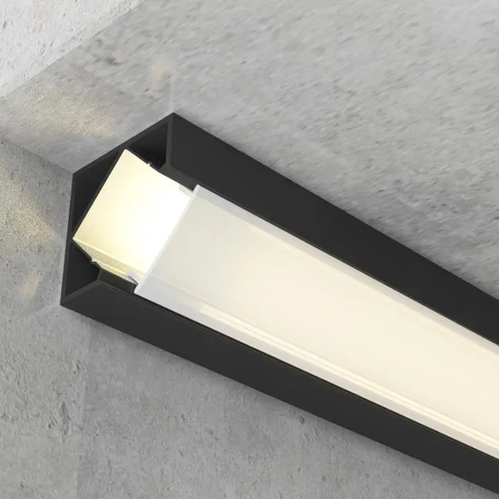 IluminaShop - Perfil de Aluminio Kopep II Lacado Negro para Esquina 12V/24V 2 Metros - 1