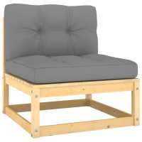 vidaXL Set de muebles de jardín 2 pzas con cojines madera pino Natural, Blanco, Gris Conjunto Terraza Muebles Jardín Exterior Juego de Muebles de jardín Mueble Jardín Exterior Muebles de Salon Exterior - details 2