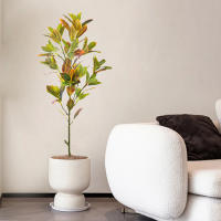Planta Artificial De Ficus Tropical Grande 30-120cm Hojas De Caoba Para Decoración De Jardín Y Hogar Material Plástico - details 3