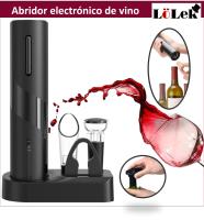 LoLek Set de Apertura de Vinos, con cortador de aluminio, vertedor y tapon, tiene una base para mantener todos los productos juntos. usa 4 pilas AA para nunca quedarse sin abrir tu vino preferido - details 0