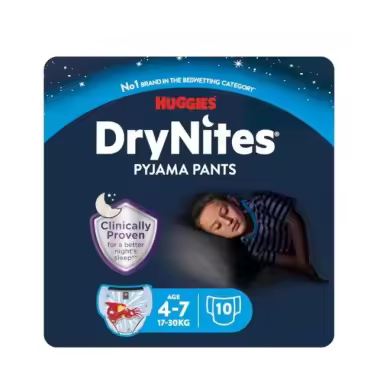 Huggies DryNites Niño 4-7 Años (17-30 kg) 10 Uds – Protección Nocturna Discreta y Cómoda - 1